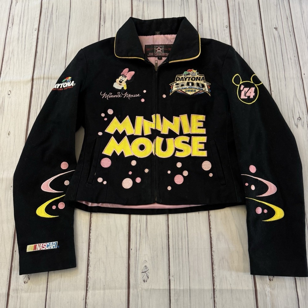 Vintage Minnie Mouse NASCAR Daytona‎ 500 Jacket JH Design Y2K Cropped Women's